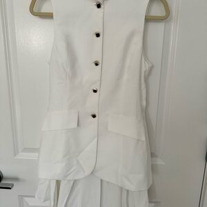 Amanda Uprichard White Vest with Gold Buttons